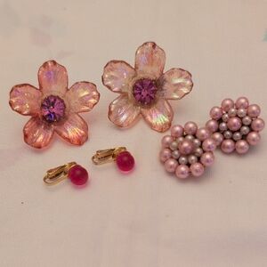 Vintage Pink Earring Lot